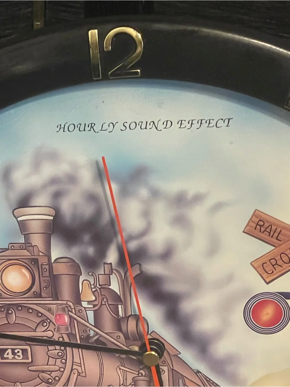 Vintage Train Wall Clock 11.5” Working Sound Railroad Crossing Steam Engine